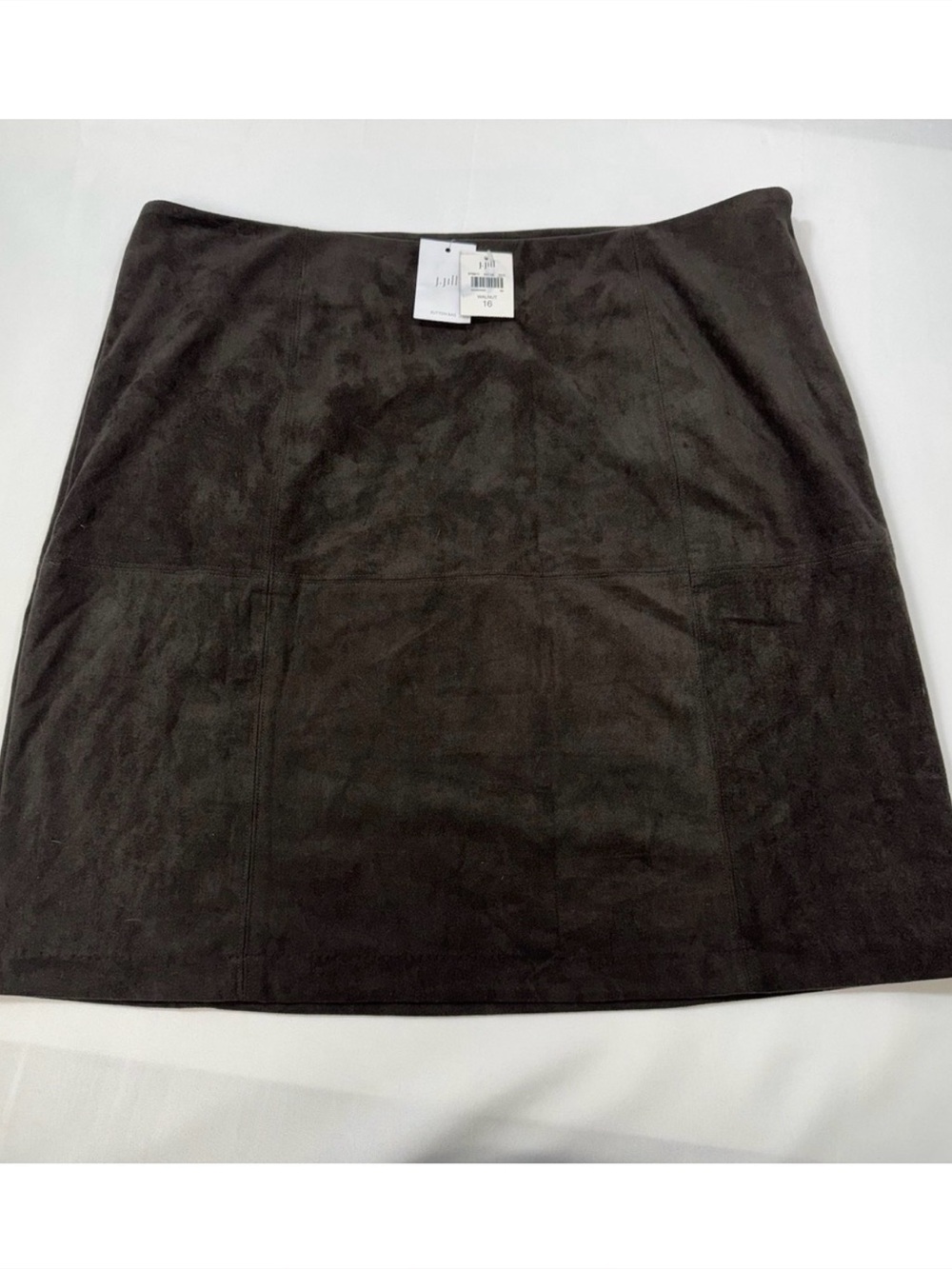 NEW J. Jill Faux Suede Mini Skirt Pull On Walnut Chocolate Brown Womens‎ 16